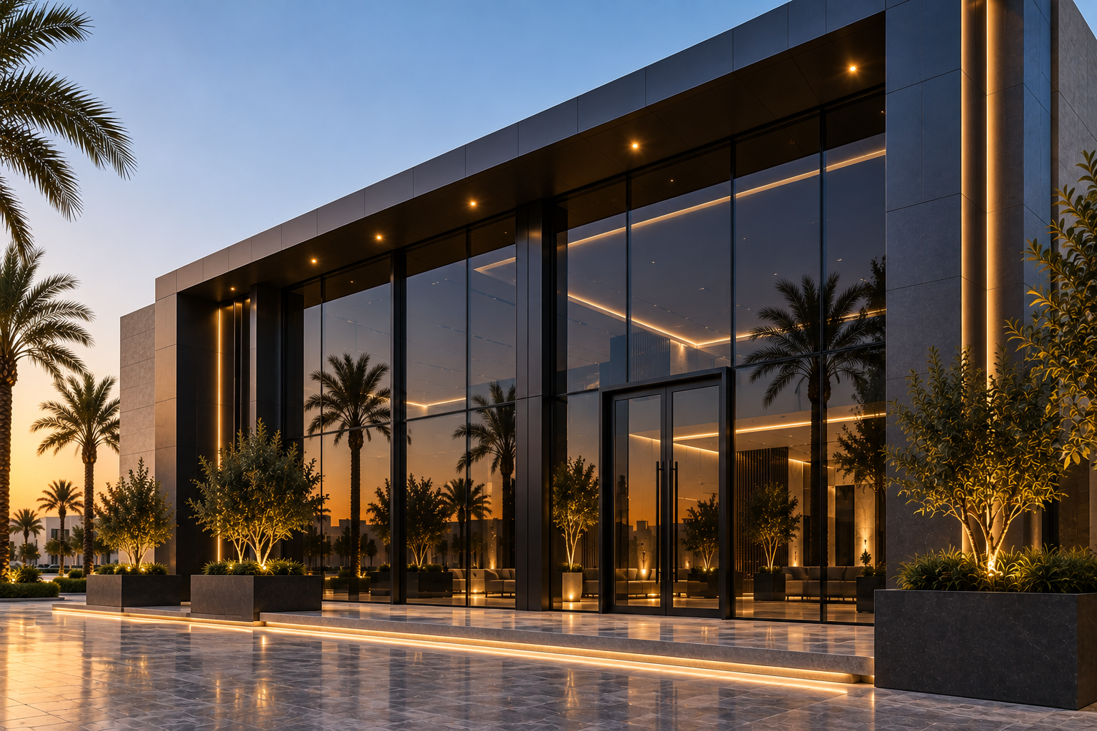 واجهة استركشر بزجاج داكن