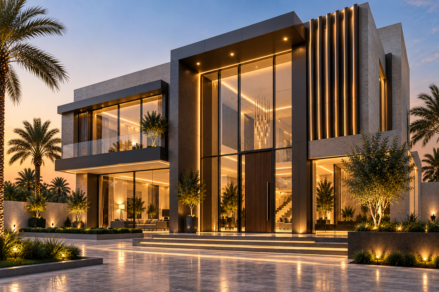 تصميم واجهة استركشر لفيلا مودرن بالرياض